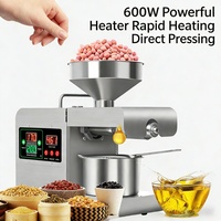 Presse à huile compacte 600W avec contrôle de température et compteur pour arachides, sésame, noix de coco, graines de thé, en acier inoxydable