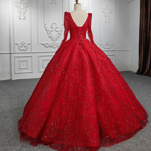 Pour Jancember DY5667 robe de bal col en v robe de soirée en organza moderne de haute qualité avec décoration à lacets et broderie à manches longues - Product Image 5