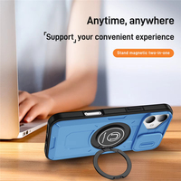 Pour iPhone 16 étui de couverture complète fenêtre poussoir support de téléphone magnétique étui arrière pour iPhone 16 Plus 15 + 14 Pro Max 13 12 Mini 11 étui