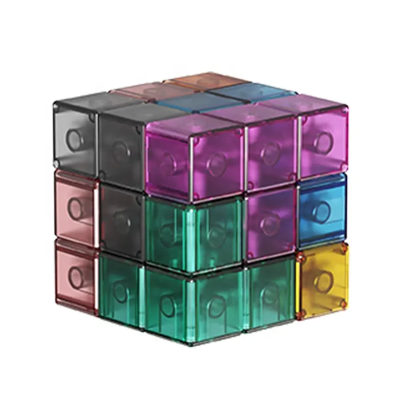 Ensemble de jeu de blocs magnétiques éducatifs colorés en plastique pour enfants, cubes magnétiques, jouets de construction pour enfants