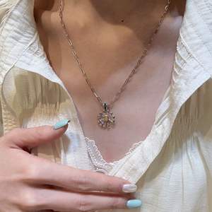 Collar con Colgante de Plata de Ley S925 con Turquesa Margarita, Estilo Antiguo de Lujo, Diseño de Nicho para Clavícula, Collar de Cristal de Alta Gama - Product Image 5