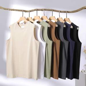 Canottiera da uomo in cotone semplice canottiera in maglia pesante 245gsm canotta da ginnastica - Product Image 3