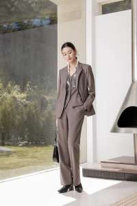 Trajes de <span class=keywords><strong>Invitada</strong></span> de Boda Personalizables de Fábrica HARCHOY - Elegante Conjunto de Blazer de Lana 100% de Un Solo Pecho, Impermeable y Transpirable - Product Image 2