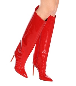 Large Size 47 Bright Leather Women Knee High <b>Boots</b> Soft Satin Pull on Long <b>Boots</b> High Heels Ladies Pumps Shoes - Product Image 3