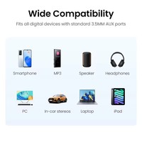 Kabel Audio UGREEN 3.5mm Stereo Aux Cord Sudut Kanan 90 Derajat Berlapis Emas 24K Male to Male untuk iPhone iPod iPad