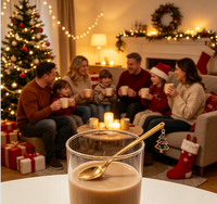 Lot de 6 cuillères de Noël écologiques en acier inoxydable 410 plaqué or PVD miroir, avec breloques métalliques, coffret cadeau