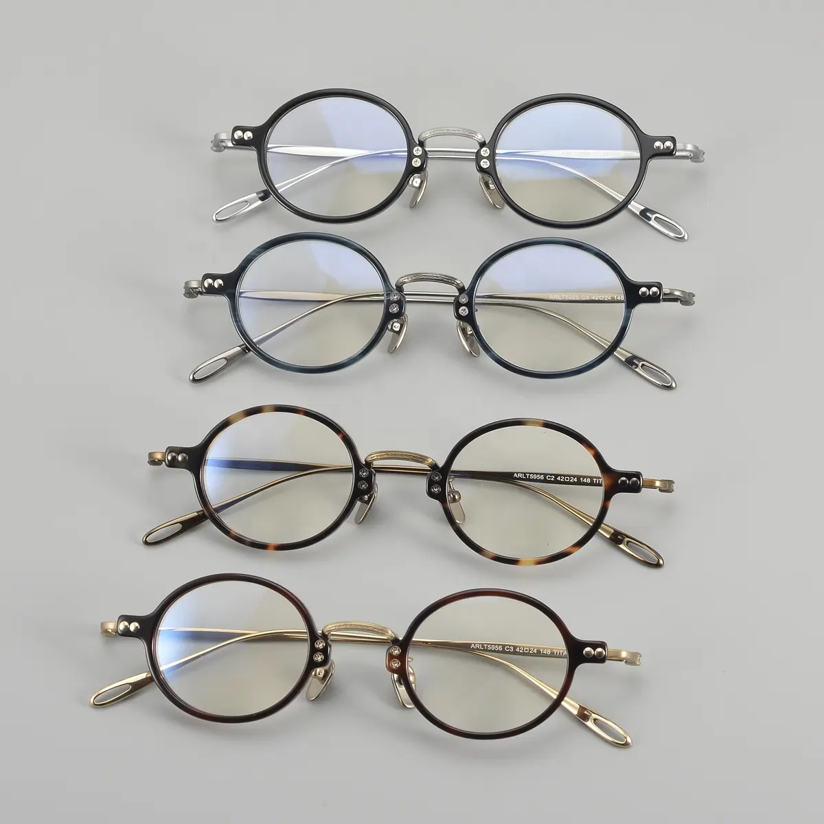 Bingkai kacamata retro titanium murni kualitas tinggi pabrik Jepang bingkai bulat logo kustom untuk pria dan wanita 5659