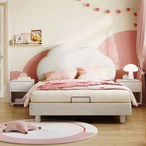 Daybed Modern Design Full Size Solid Wood Bed 1.5 Meters High Comfortable Cotton <b>Upholstery</b> for Bedroom - Product Image 3