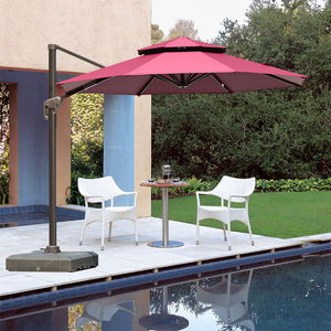 Modern Large Outdoor Collapsible Steel Pole UV Rain Protection <strong>Umbrella</strong> with Plastic <strong>Base</strong> for Beach Pool &amp; Garden Furniture - Product Image 2