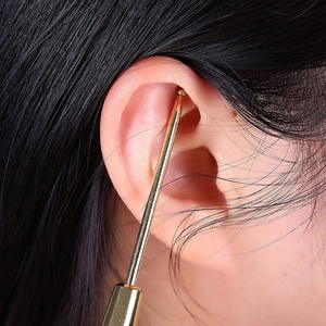 Rouleau de réflexologie faciale multifonctionnel en métal à pointes, stylo de massage des points d'<span class=keywords><strong>acupuncture</strong></span>, sonde à <span class=keywords><strong>aiguille</strong></span> en cuivre pour le raffermissement du <span class=keywords><strong>visage</strong></span> et les soins de santé - Product Image 3