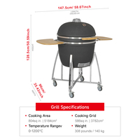 Barbecue Kamado en céramique SEB KAMADO de haute qualité, 29 pouces, en acier inoxydable, avec température élevée, pour jardin et camping