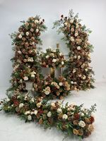 Arche florale artificielle marron style automne pour décoration de scène de mariage et événements, arrangement floral artificiel