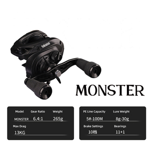 Carrete de Pesca de Alta Resistencia con Estructura Metálica, Antirretorno, Relación de Engranajes 6.4:1 para Pesca en Océano, Barco y Lago - Product Image 3