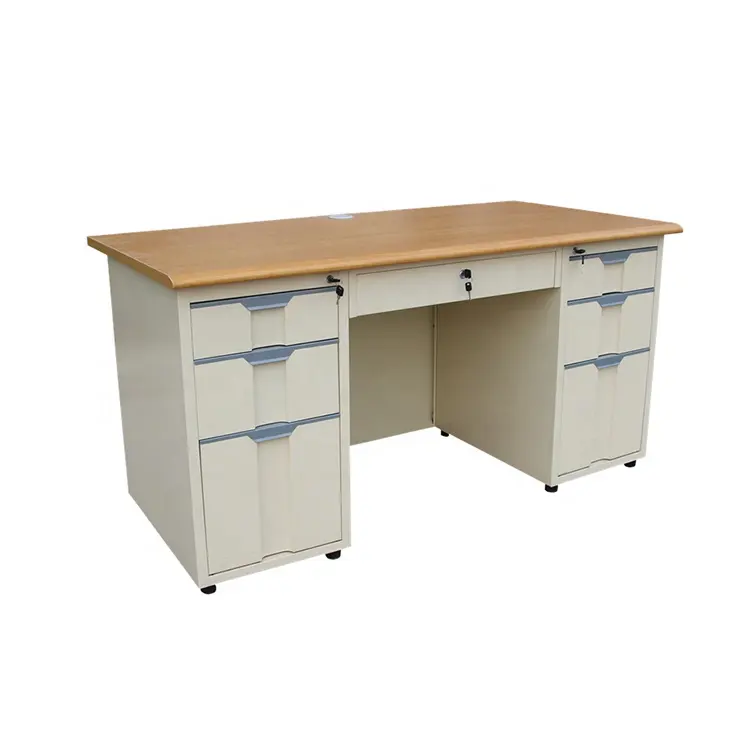 Customized Home Office Steel Computer Desk Staff Working Desk Metal Office Table Desk With Locking Drawers