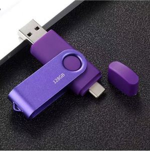Clé USB pivotante haute vitesse 32 Go/64 Go/128 Go avec impression de logo gratuite, nouveau modèle USB 2.0 et USB Type-C, matériau métallique durable - Product Image 4