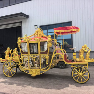 รถม้าไฟฟ้าประดับรูปปั้นทองคำสไตล์ยุโรปสำหรับงานแต่งงานและท่องเที่ยว - Product Image 6