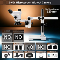 Microscope stéréoscopique trinoculaire 7060 7-60X à zoom continu et focalisation simultanée, avec oculaire PL10X/22mm pour soudure de circuits imprimés de téléphones