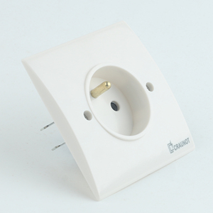 French Standard Grounded Wall Socket 10A 220V Flush Mount White PC Panel CRAUNOT Brand 2P+<strong>E</strong> Electrical Power Outlet - Product Image 3