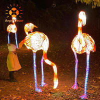 LED Stoff-Made Chinese Lantern Steel Tierenhof Dekoration Szene 3D rot Flamingo Motiv Licht