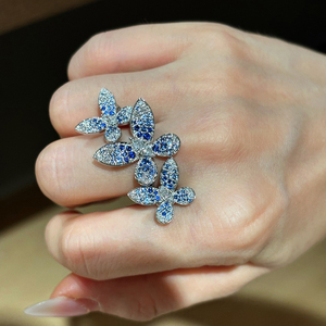 Aazuo Real Luxury Jewelry 18K Solid <b>White</b> Gold Lab <b>sapphires</b> Lab Grown Diamond Luxury Butterfly <b>Ring</b> For Women High-end Banquet - Product Image 5