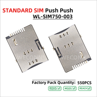 Connecteur de carte SIM WECONN WL-SIM750-003 6PIN+2 H=1.80mm Push-Push avec interrupteur de détection, résistant aux hautes températures