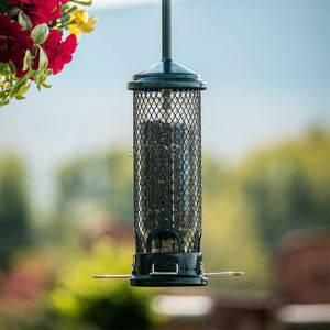 Mangeoire pour oiseaux sauvages en métal de jardin Tube résistant aux écureuils Alimentation pour moineaux à suspendre pour l'extérieur Grande capacité Mangeoire automatique pour oiseaux - Product Image 2