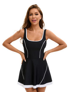 Traje de baño de talla grande ecológico con diseño de espalda recortada con estampado de patrón sólido elegante para mujer europea americana - Product Image 2