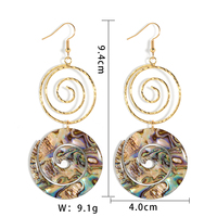 Bijoux fantaisie en alliage plaqué or 18 carats hawaii samoa nature coquille d'ormeau goutte automne 2023 boucles d'oreilles vente en gros