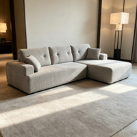 Canapé d'angle modulable en tissu velours côtelé à rayures verticales, en forme de L, pour salon, villa, appartement