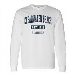 Camiseta de manga larga Clearwater Beach Florida Est 1915 Vintage Sports Navy - Product Image 2