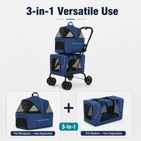 Poussette pour grand chien 20 kg, robuste, à deux niveaux, cadre en acier carbone 0,8 mm, pliage en un clic, 360° °   Swivel OEM