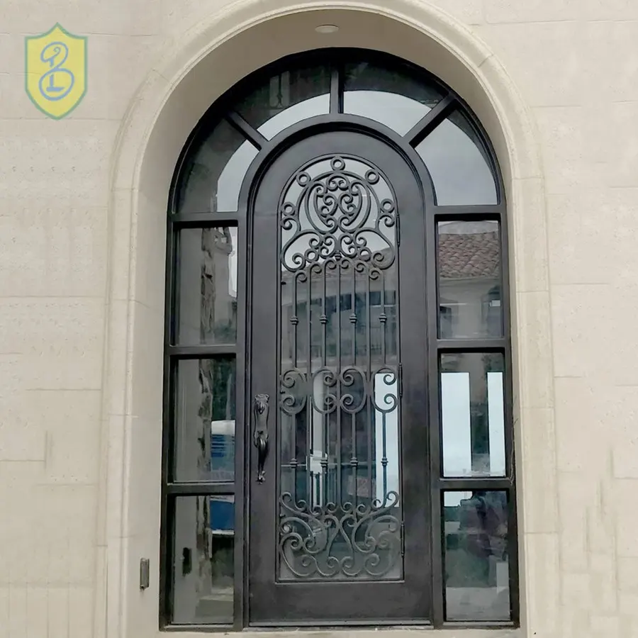 Fotos de la puerta exterior de hierro forjado de México, puerta de Metal de Castillo clásico