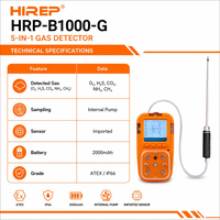 HIREP Portable 5-in-1 Multi Gas Analyzer Pompa Internal O2 H2S CO2 NH3 CH4 Detektor ATEX IP66 -40~70 Baterai 3.7V untuk