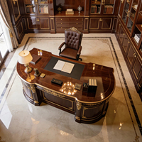 Bureau de direction en bois massif sculpté européen, grand bureau de président courbé et peint, table de direction haut de gamme, personnalisable
