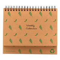Calendrier de bureau en spirale en papier kraft recyclé écologique personnalisé planificateur de repas hebdomadaire/quotidien Pad Offset imprimé Table Promotions