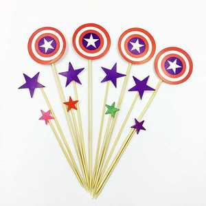 Avenger Mini Cupcake Topper picks flag sticks for food - Product Image 3