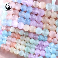 Vente en gros de perles de sélénite foncée teintées 6/8/10 mm, pierres naturelles de sélénite foncée pour la fabrication de bracelets
