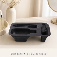 Plateau en pulpe de papier biodégradable, plateau en mousse personnalisé pour emballage cosmétique et soins de la peau, pour kit beauté