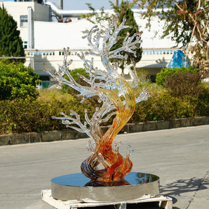 Escultura de Árbol Abstracta de Resina Dorada para Interiores, Pintada a Mano, Tamaño Personalizado, Decoración de Hotel de Lujo - Product Image 4