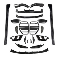 Kit aérodynamique V-Suit en fibre de carbone mate sèche de style MP pour BMW M3 M4 G80 G82 avec lèvre avant, calandre et aileron arrière