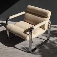 Fauteuil décontracté en coton et lin, style vintage designer, en acier inoxydable, niche pour canapé simple, rétro Bauhaus, personnalisable