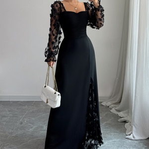 ชุดเดรสลูกไม้แขนยาวแบบเย็บปะติดปะต่อที่หรูหราและสง่างามสำหรับผู้หญิง - Product Image 2