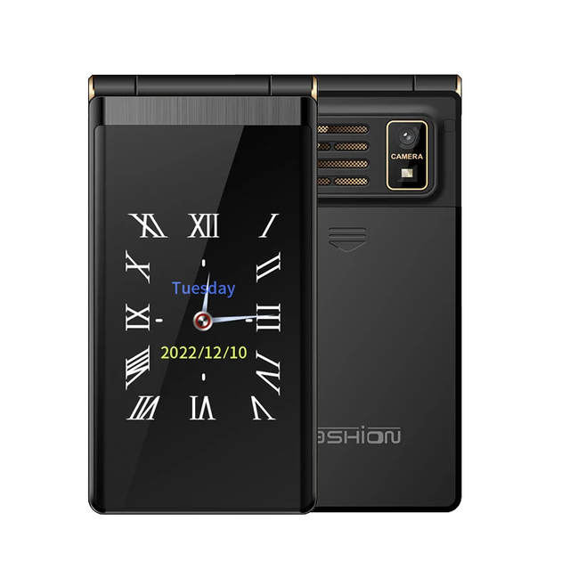 GSM MTK2G Rugged Flip Mobile Phone for Elderly &Kids Dual SIM 2.8+1.77 Double Screen 1800mAh Shockproof Key Big Button Unlocked