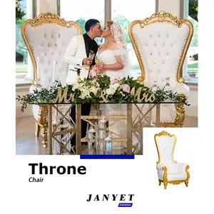 Eventi di nozze all'ingrosso sedie trono bianche reali di lusso con schienale alto