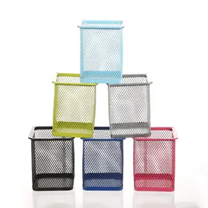 Groothandel Metalen Mesh Ring Opslag Pen Container Ronde/Vierkante Penhouder Tafelblad Organizer Voor Bureau