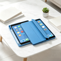 Étui pour tablette intelligent à triple pliage en TPU souple avec emplacement pour stylet, parfaitement compatible avec iPad Air 6 et iPad Pro 2024.