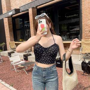 เสื้อกล้ามคอ halter ลายดอกไม้ Runqi N8441 สีดำ ไซส์พลัส เปิดหลัง สไตล์ลำลองสำหรับผู้หญิง ใส่ได้ทุกวัน - Product Image 3