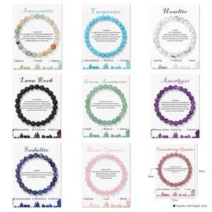 Bracciale con perline in <span class=keywords><strong>ametista</strong></span> <span class=keywords><strong>e</strong></span> quarzo rosa da 8 mm in pietra naturale con biglietto messaggio - Miglior prezzo, gioielli all'ingrosso - Product Image 4