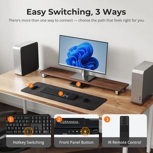 Commutateur <span class=keywords><strong>KVM</strong></span> HDMI 2 ports TESmart, prend en charge 4K 60Hz, port de charge USB 3.0, intégration audio EDID, contrôle pour station de travail multi-PC - Product Image 5