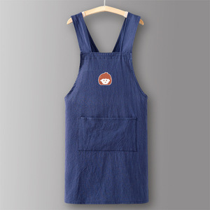 Tablier à bavette en pur coton de style japonais 2025 New Internet Celebrity Fashionable Kitchen Household Work Clothes for Cooking & Dining - Product Image 6